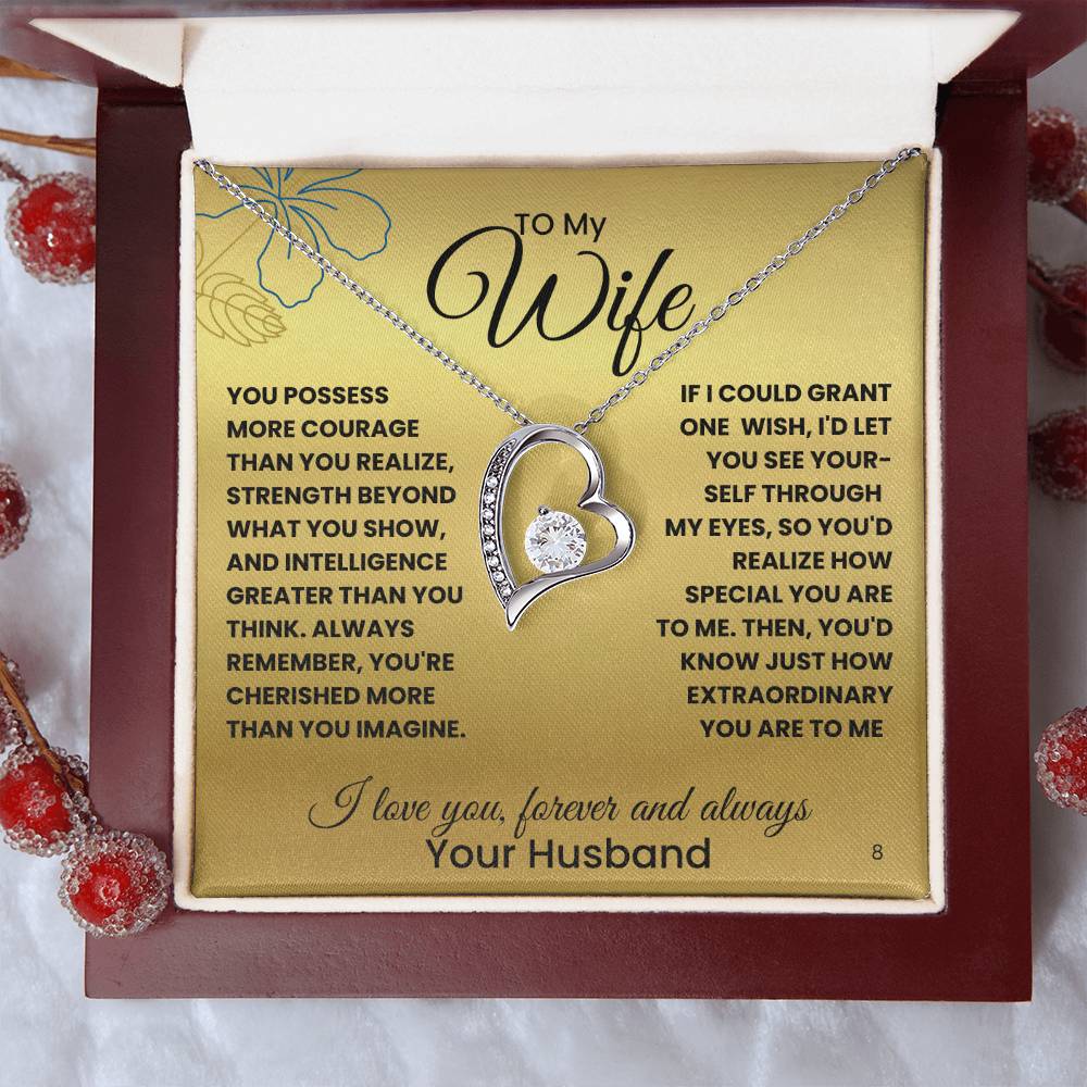 Wife-Your courage and strength-Personalized this dazzling Forever Love Necklace is sure to make her heart melt! 8