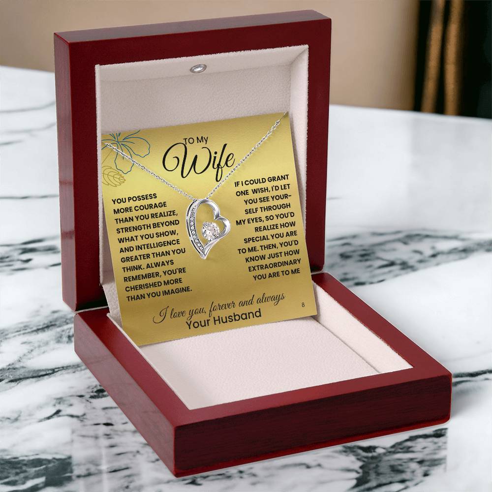 Wife-Your courage and strength-Personalized this dazzling Forever Love Necklace is sure to make her heart melt! 8