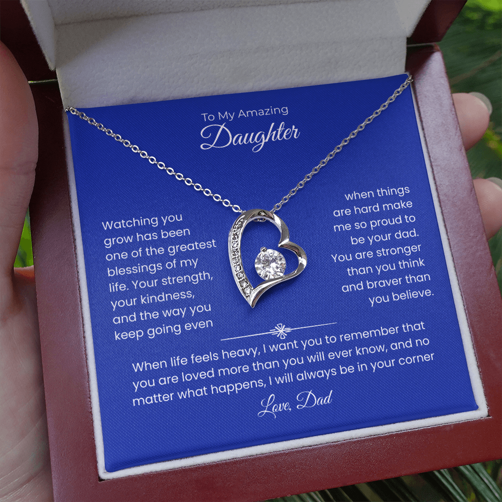 Daughter Gift – Forever Love Necklace – Add Your Custom “From” Title (134)