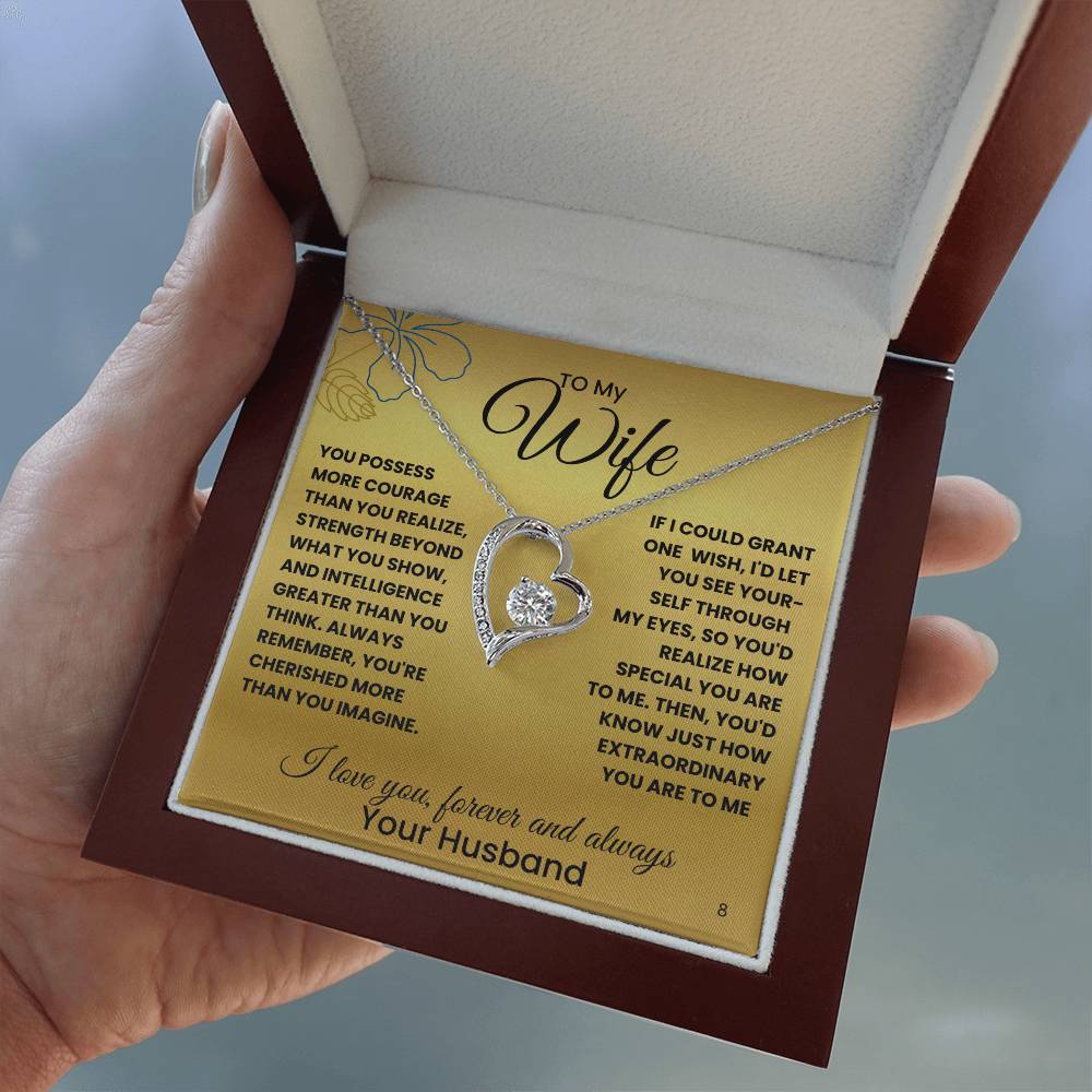 Wife-Your courage and strength-Personalized this dazzling Forever Love Necklace is sure to make her heart melt! 8