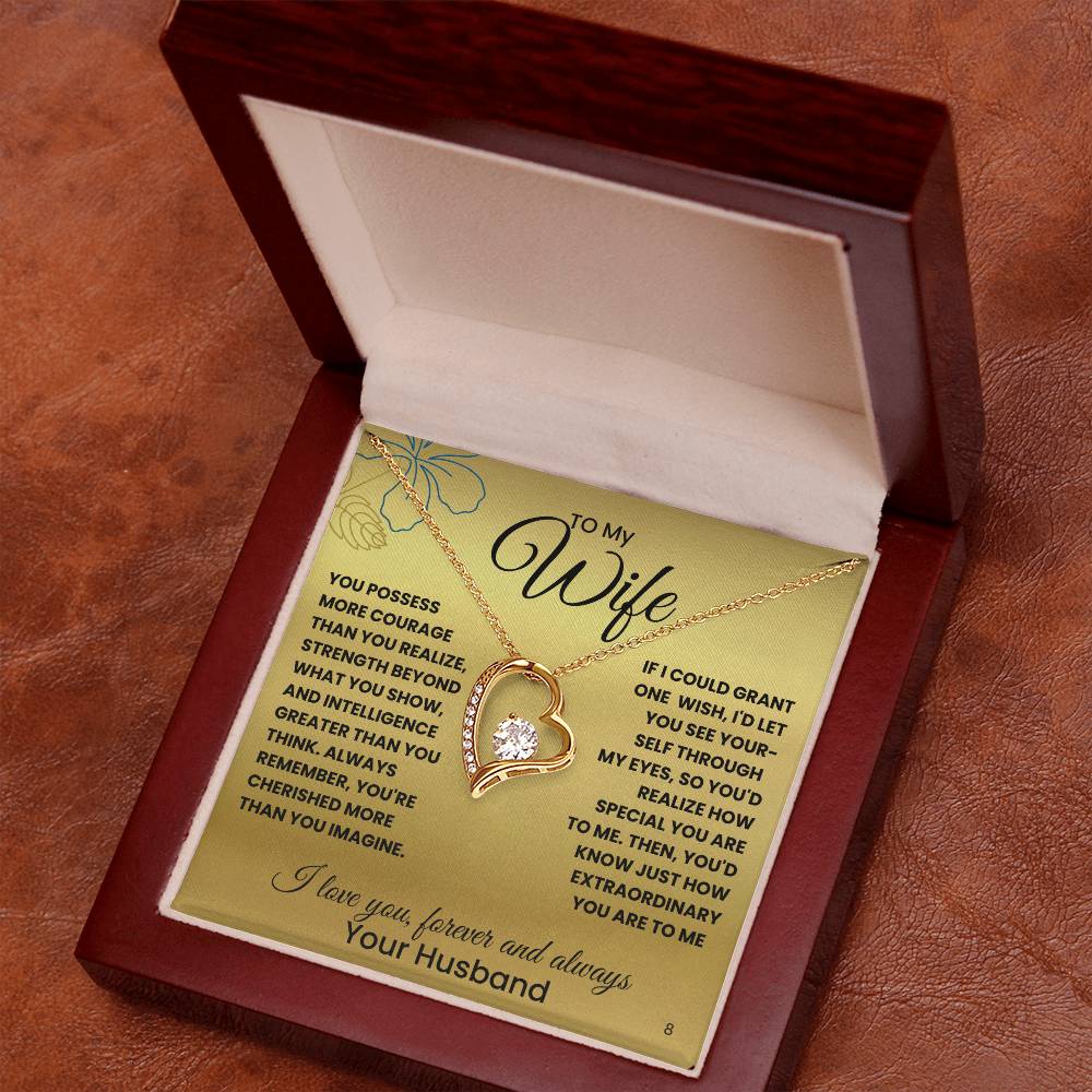 Wife-Your courage and strength-Personalized this dazzling Forever Love Necklace is sure to make her heart melt! 8