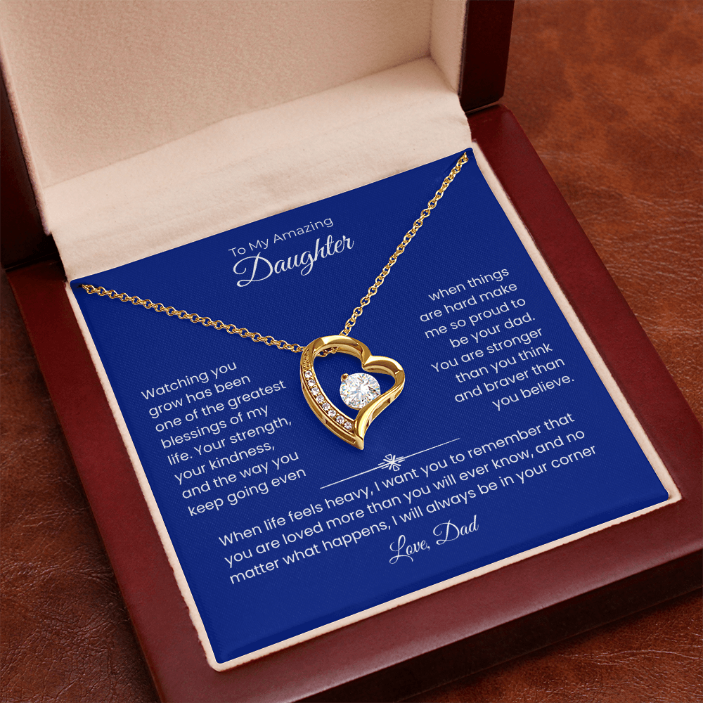 Daughter Gift – Forever Love Necklace – Add Your Custom “From” Title (134)