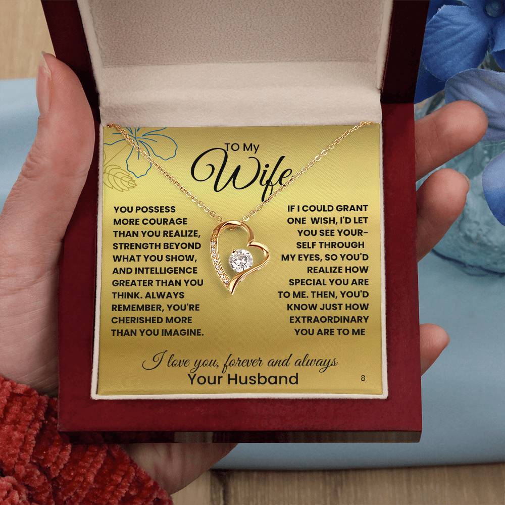 Wife-Your courage and strength-Personalized this dazzling Forever Love Necklace is sure to make her heart melt! 8