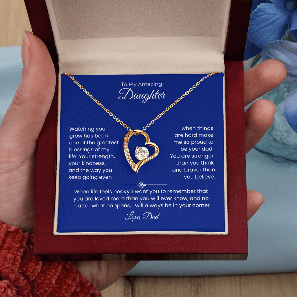 Daughter Gift – Forever Love Necklace – Add Your Custom “From” Title (134)