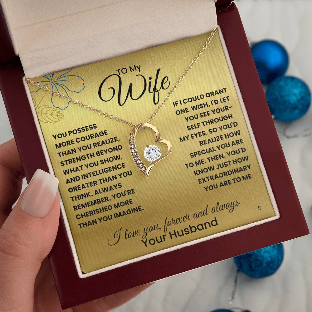 Wife-Your courage and strength-Personalized this dazzling Forever Love Necklace is sure to make her heart melt! 8