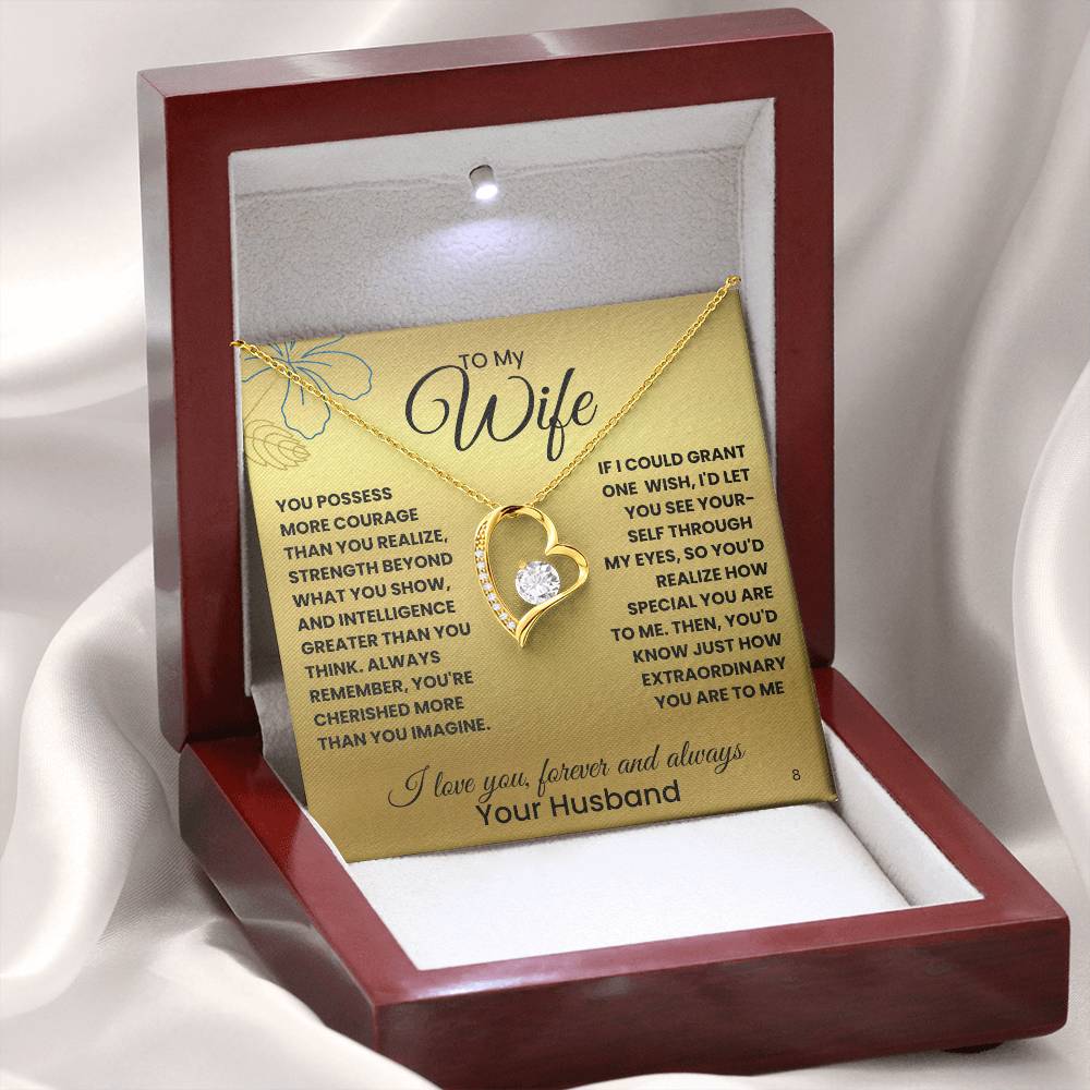 Wife-Your courage and strength-Personalized this dazzling Forever Love Necklace is sure to make her heart melt! 8