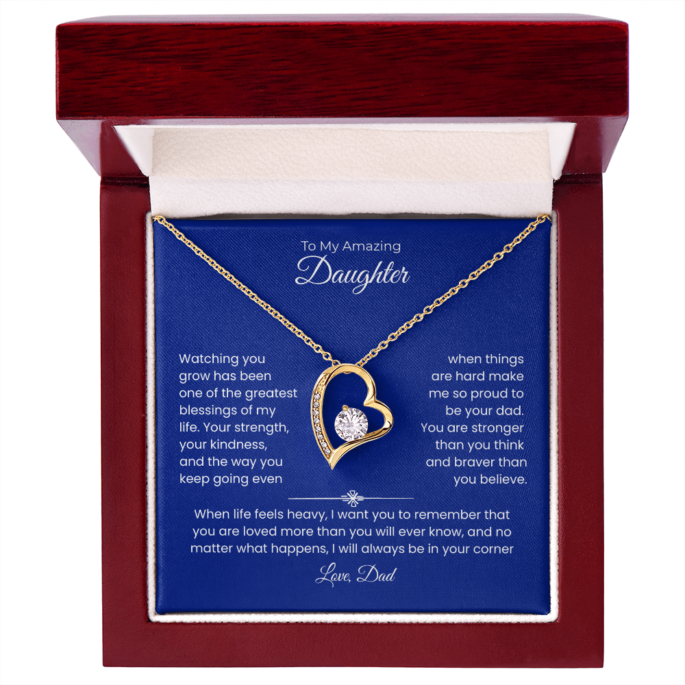 Daughter Gift – Forever Love Necklace – Add Your Custom “From” Title (134)