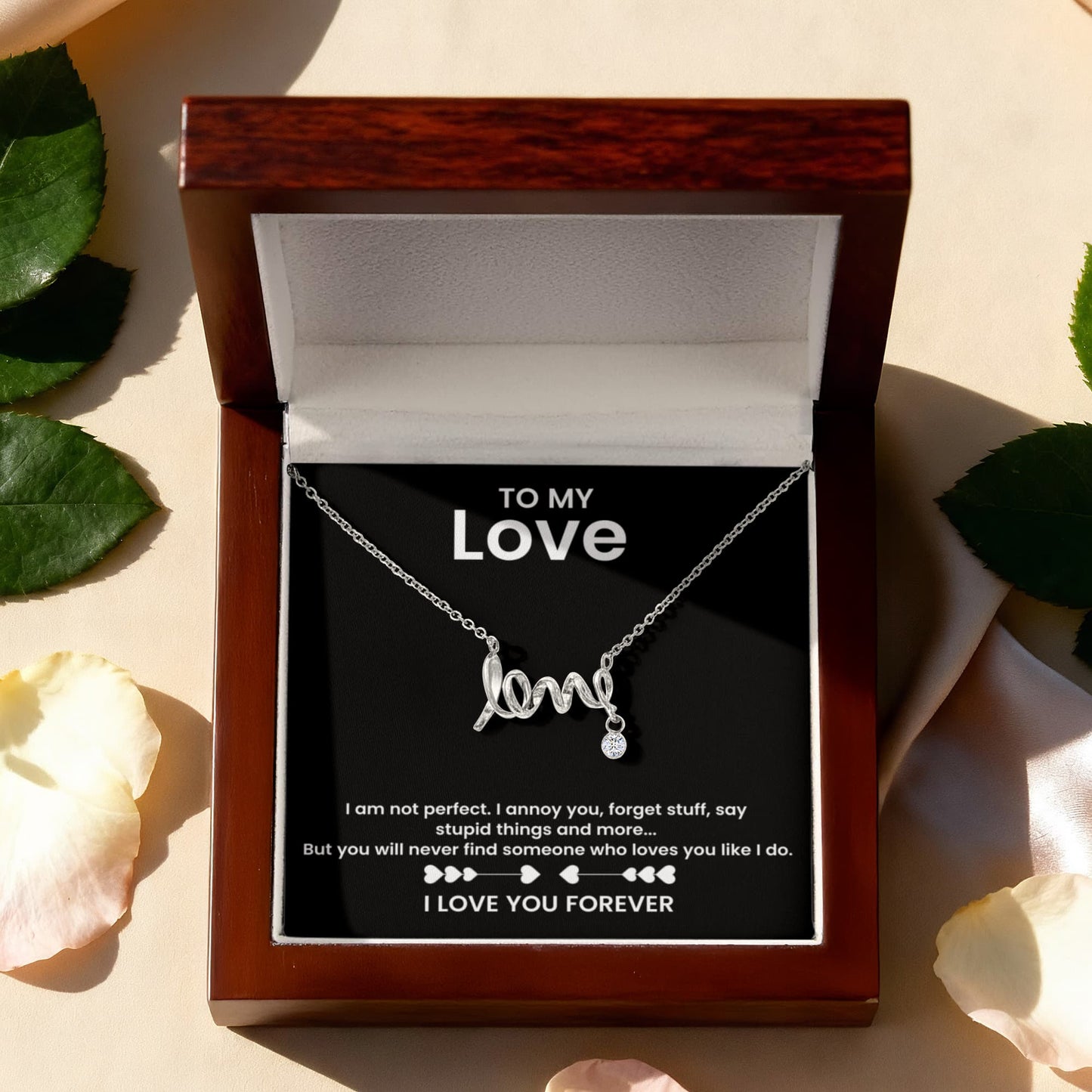 "Love" Script Necklace for her