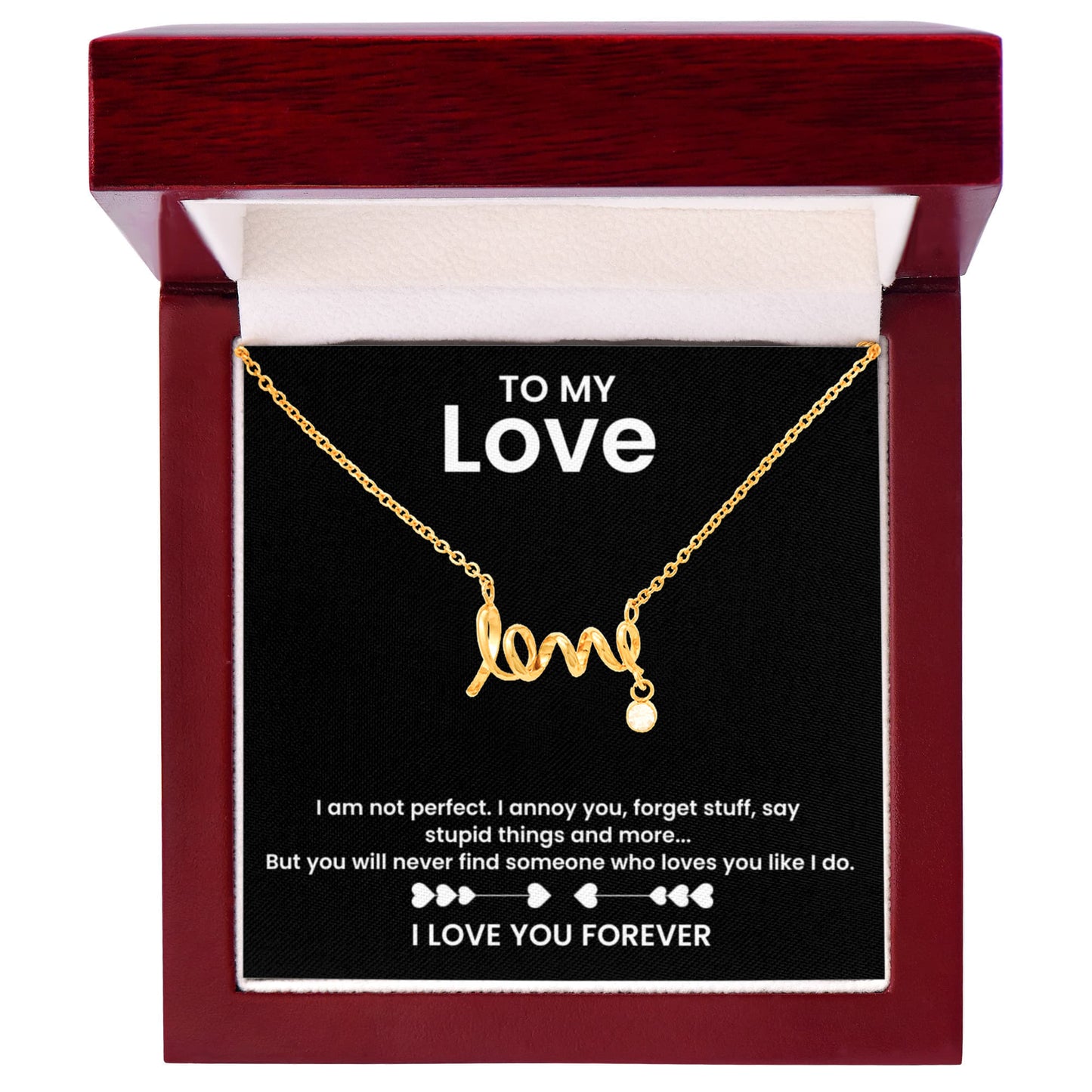 "Love" Script Necklace for her