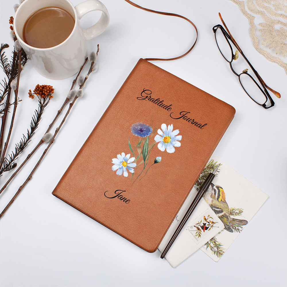 Gratitude-Wild Flowers-Personalized Graphic Leather Journal 5