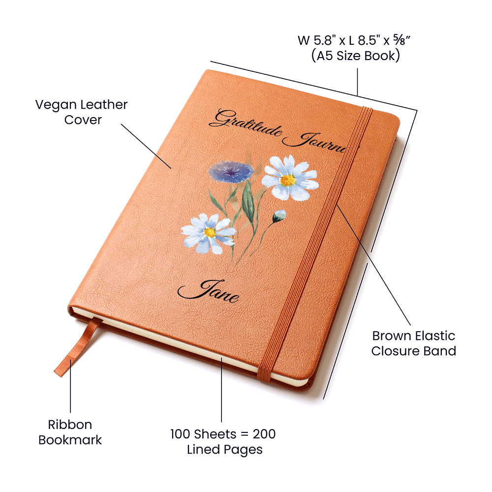 Gratitude-Wild Flowers-Personalized Graphic Leather Journal 5