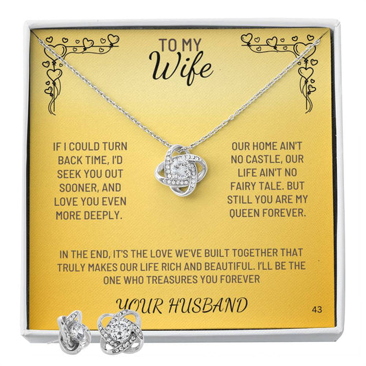 Wife-Celebrate the holidays with this exclusive Love Knot  Necklace & CZ Earring Set! 43