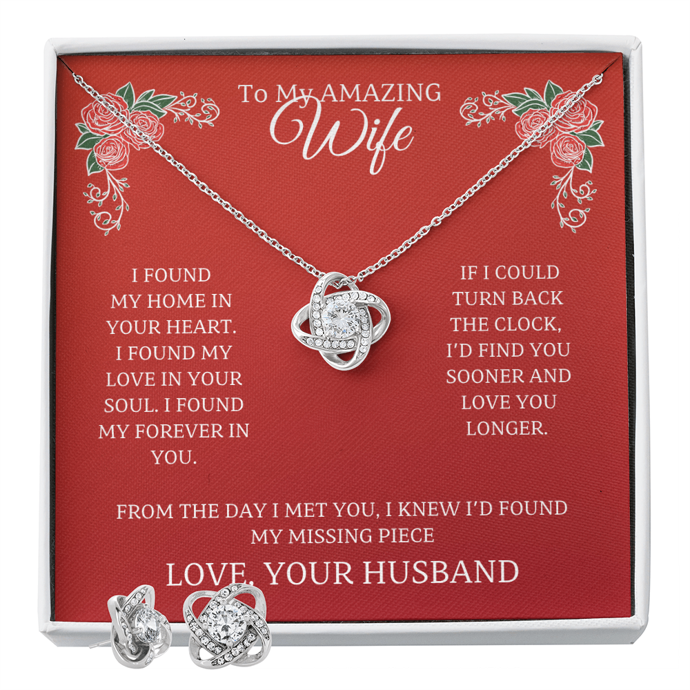 Wife-Holiday Love Knot Earring & Necklace Set (44)