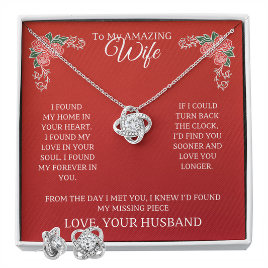 Wife-Holiday Love Knot Earring & Necklace Set (44)