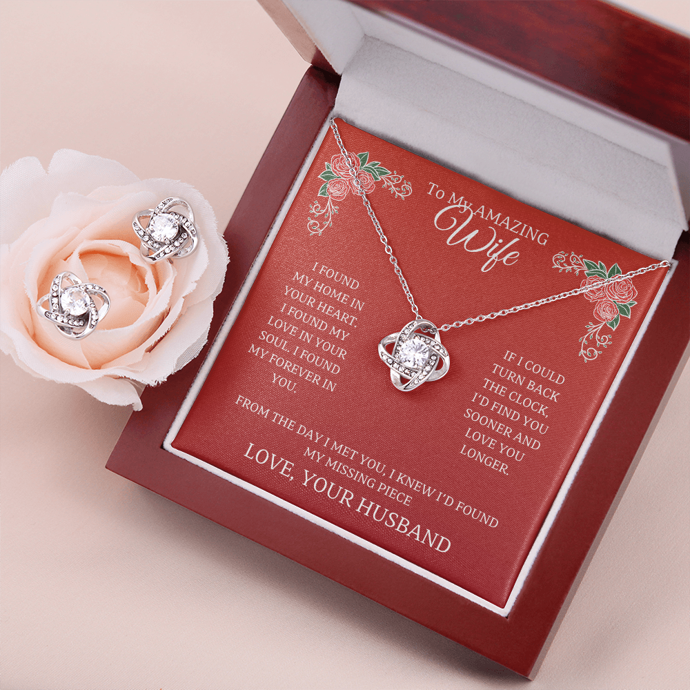Wife-Holiday Love Knot Earring & Necklace Set (44)