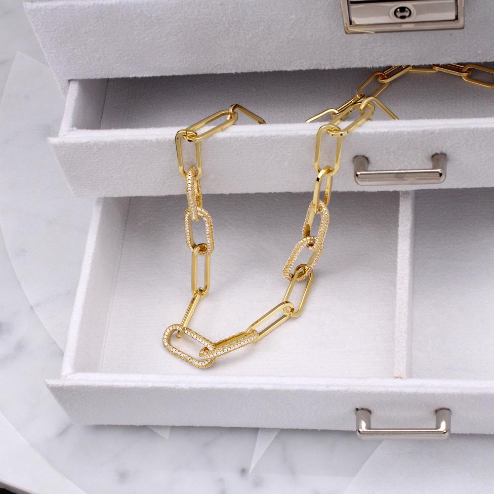 Wife-CZ Paperclip Chain Necklace (32)