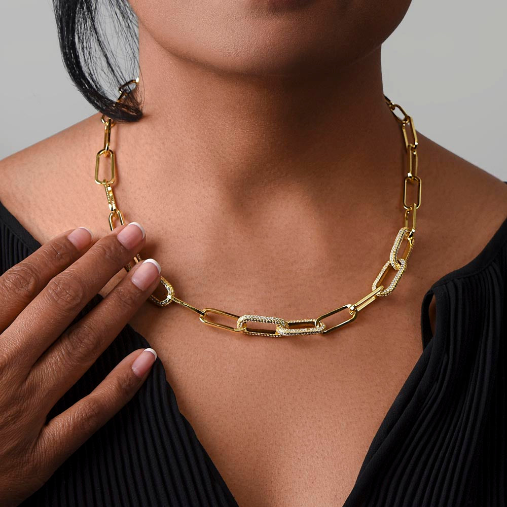 Wife-CZ Paperclip Chain Necklace (32)
