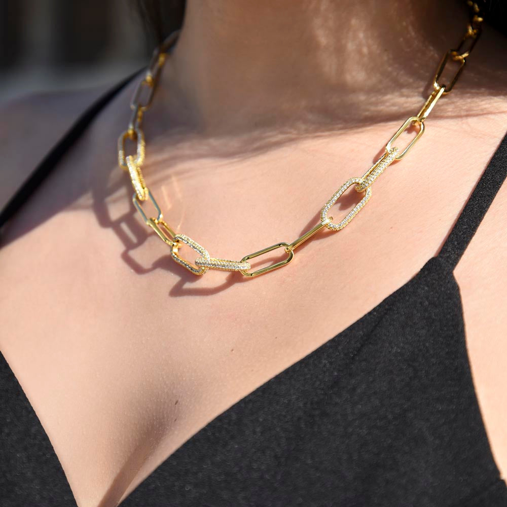 Wife-CZ Paperclip Chain Necklace (32)