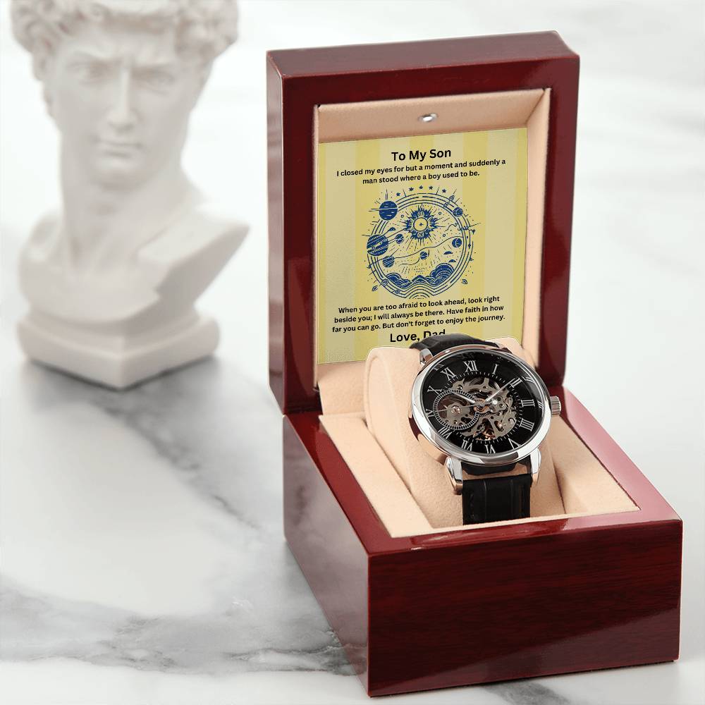 Son-Men's Openwork Watch with Message Card 68