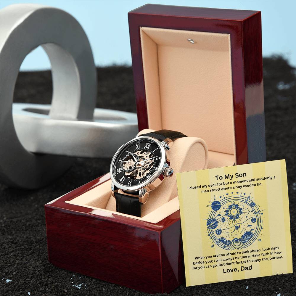 Son-Men's Openwork Watch with Message Card 68