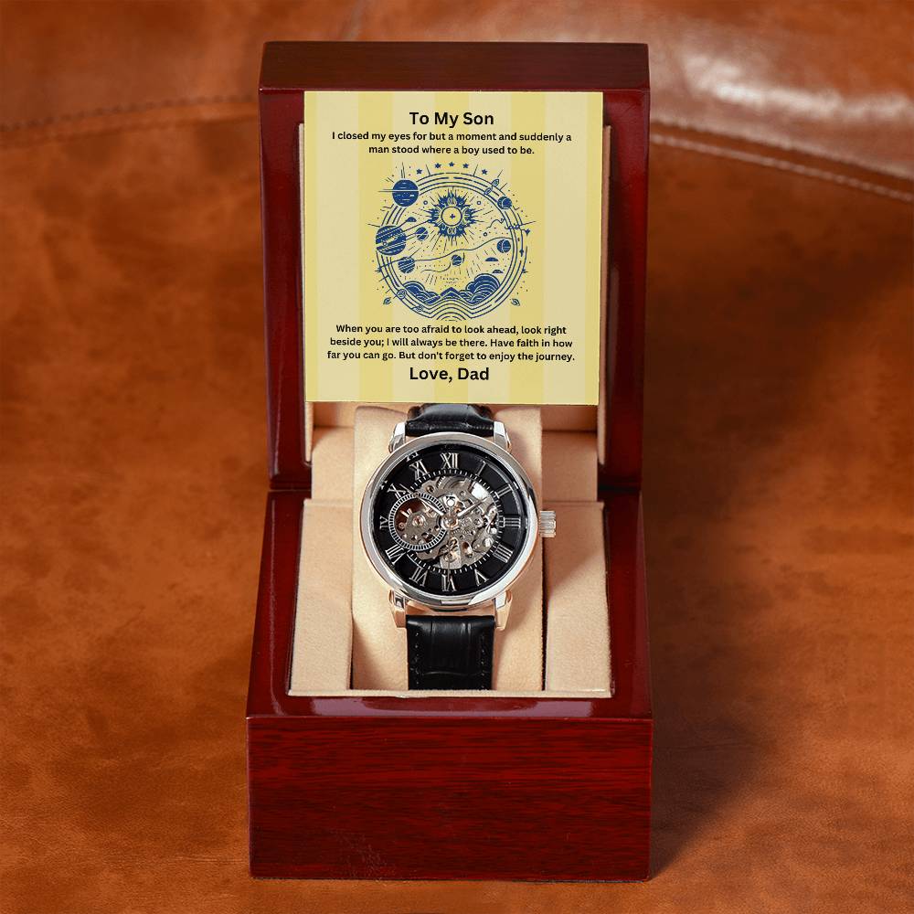 Son-Men's Openwork Watch with Message Card 68