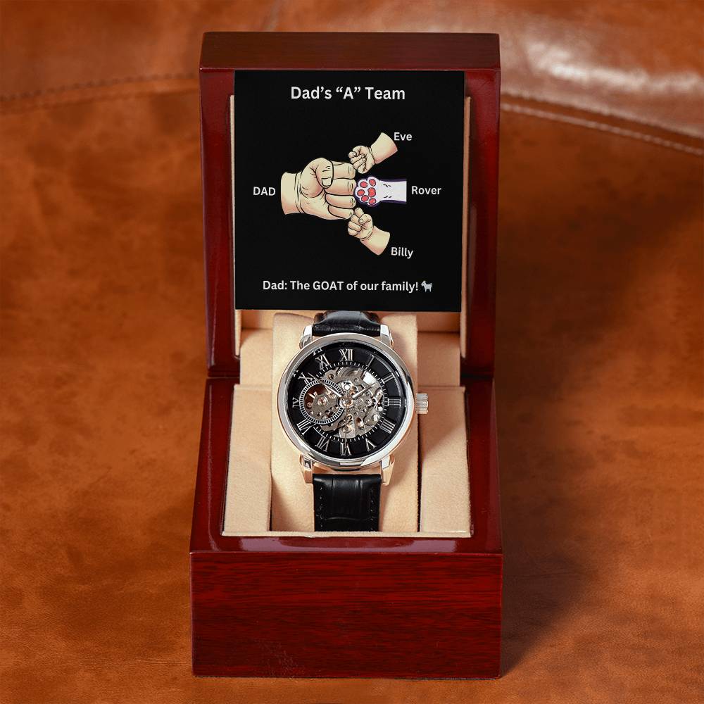 Dad-Men's Openwork Watch with Message Card 137