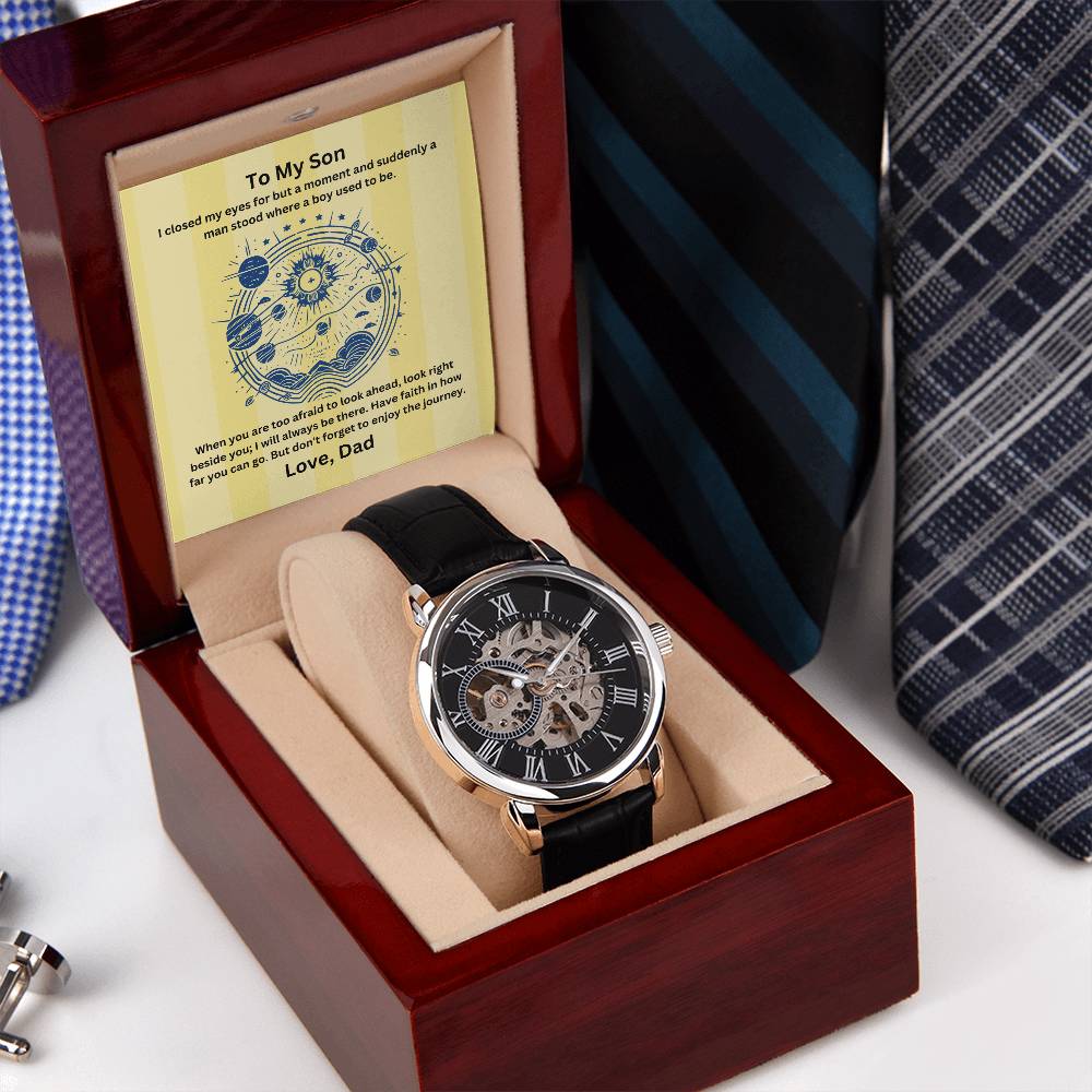 Son-Men's Openwork Watch with Message Card 68