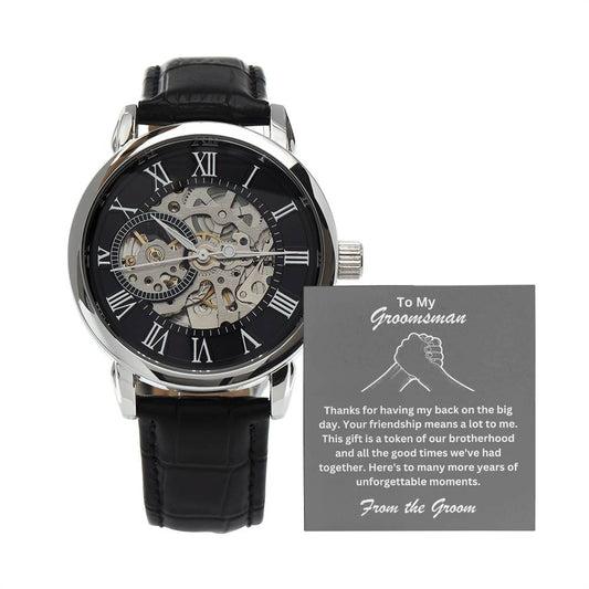 Groomsman- Token of our brotherhood-Men's Openwork Watch - Essential Home Zone Essential Home Zone Default Title Jewelry Groomsman- Token of our brotherhood-Men's Openwork Watch