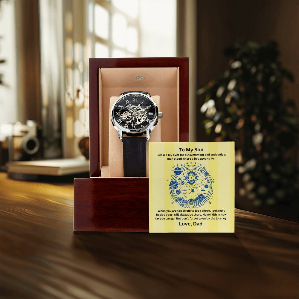 Son-Men's Openwork Watch with Message Card 68