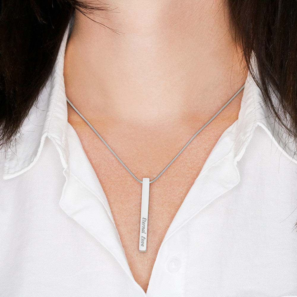 Holiday Gift-Engraved 4-Sided Stick Necklace