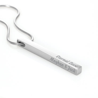Holiday Gift-Engraved 4-Sided Stick Necklace
