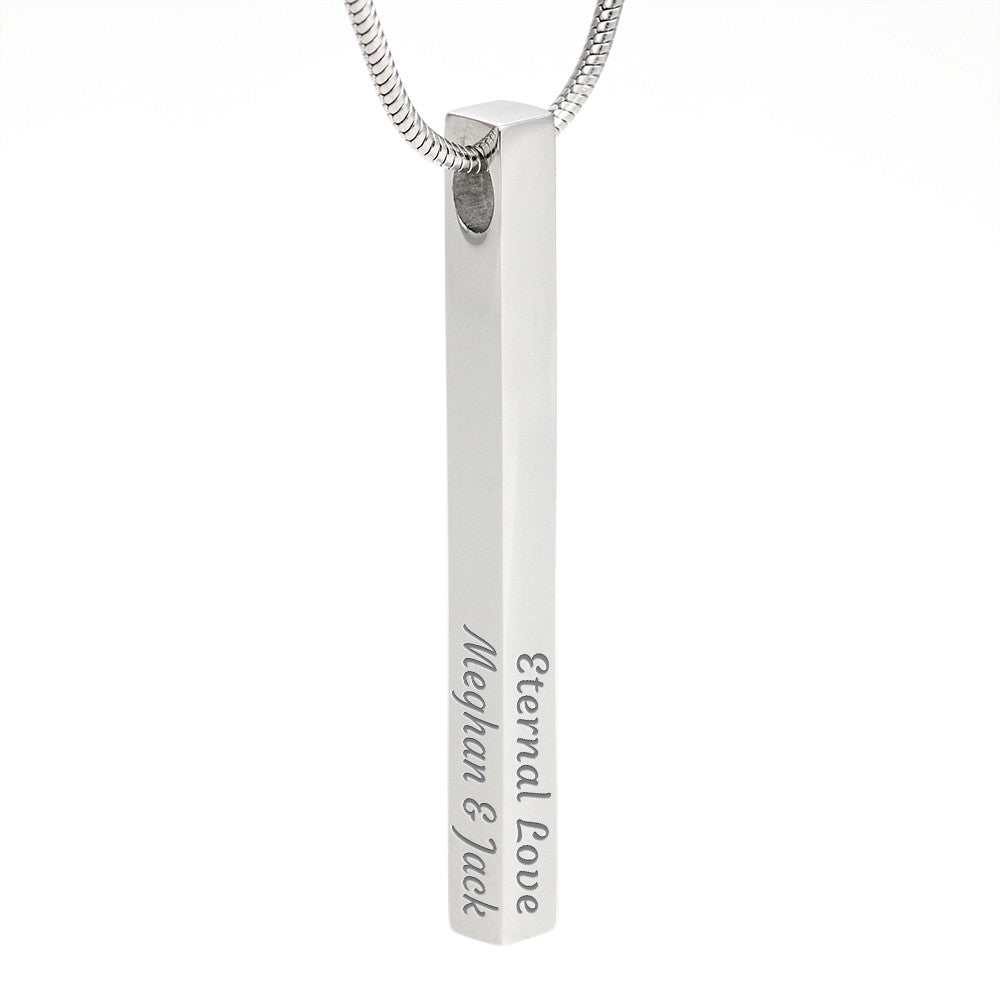 Holiday Gift-Engraved 4-Sided Stick Necklace