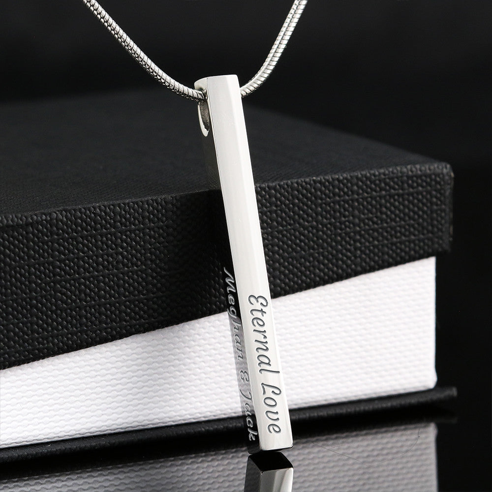 Holiday Gift-Engraved 4-Sided Stick Necklace