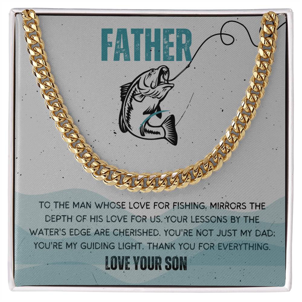 Dad- Love for fishing-Cuban Link Chain - Essential Home Zone Essential Home Zone Jewelry Dad- Love for fishing-Cuban Link Chain