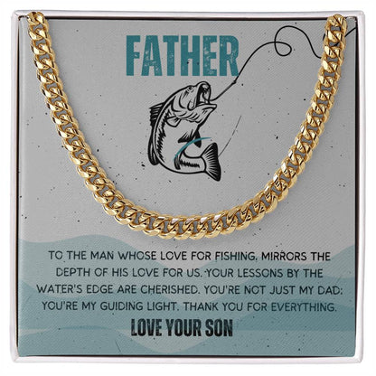 Dad- Love for fishing-Cuban Link Chain - Essential Home Zone Essential Home Zone Jewelry Dad- Love for fishing-Cuban Link Chain