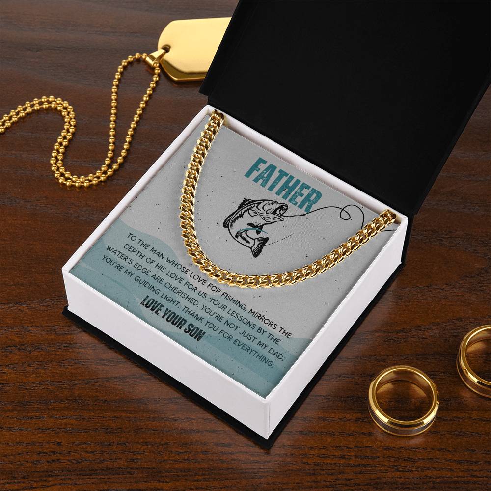 Dad- Love for fishing-Cuban Link Chain - Essential Home Zone Essential Home Zone Jewelry Dad- Love for fishing-Cuban Link Chain