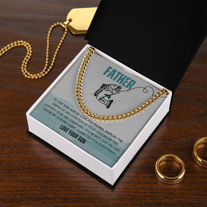 Dad- Love for fishing-Cuban Link Chain - Essential Home Zone Essential Home Zone Jewelry Dad- Love for fishing-Cuban Link Chain