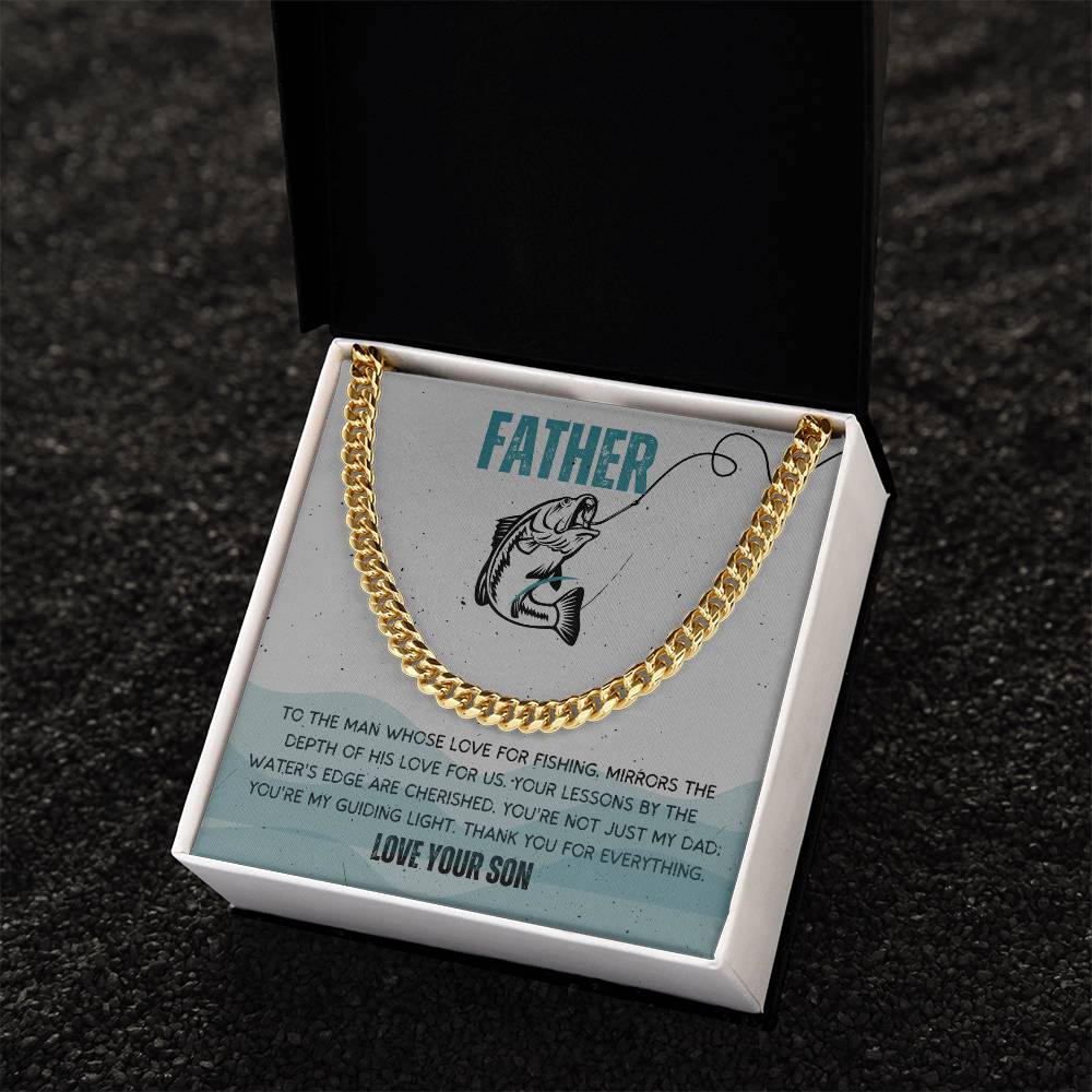 Dad- Love for fishing-Cuban Link Chain - Essential Home Zone Essential Home Zone Jewelry Dad- Love for fishing-Cuban Link Chain