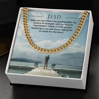 Dad- My guiding light-Cuban Link Chain - Essential Home Zone Essential Home Zone 14K Yellow Gold Finish / Standard Box Jewelry Dad- My guiding light-Cuban Link Chain