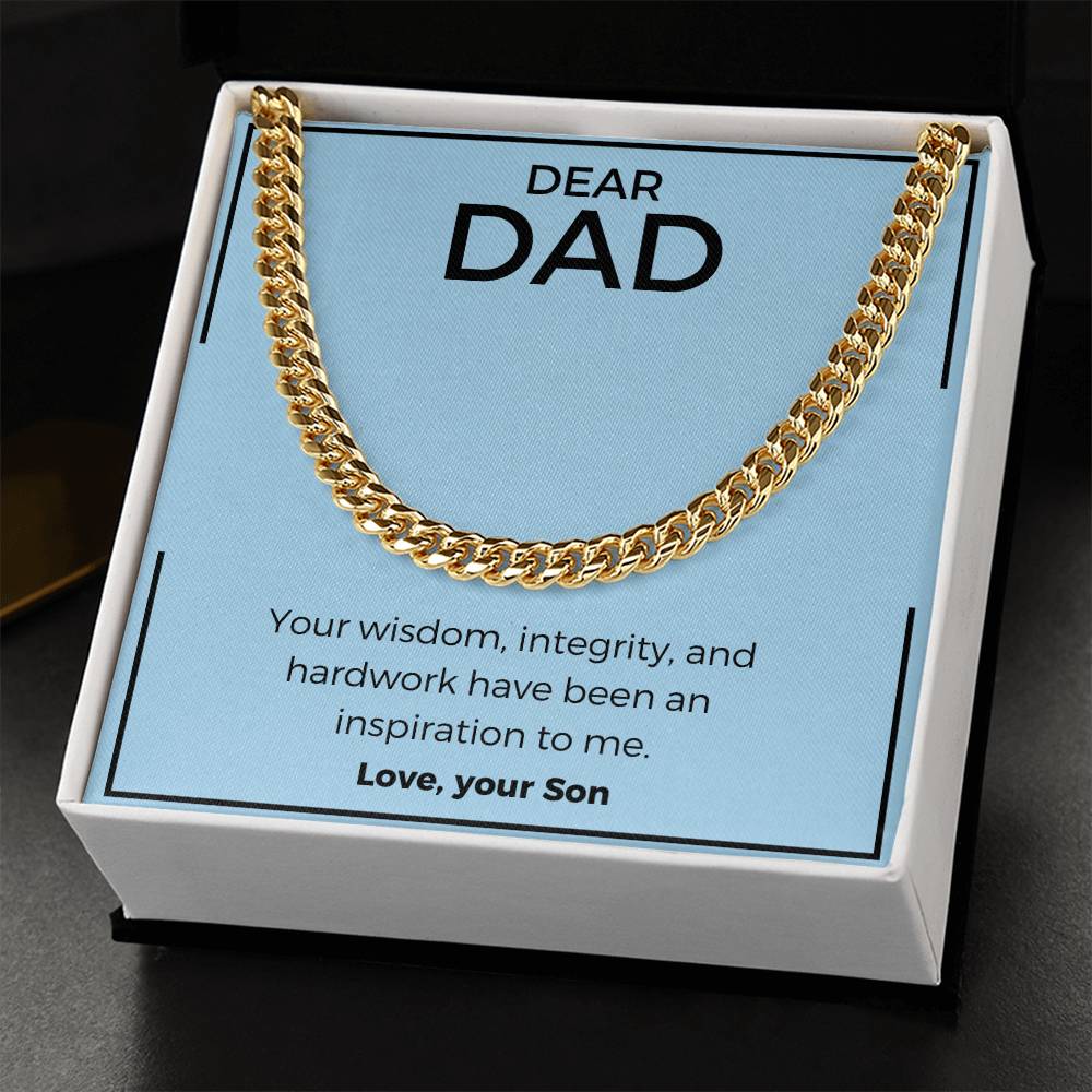 Dad- Your wisdom-Cuban Link Chain - Essential Home Zone Essential Home Zone 14K Yellow Gold Finish / Standard Box Jewelry Dad- Your wisdom-Cuban Link Chain