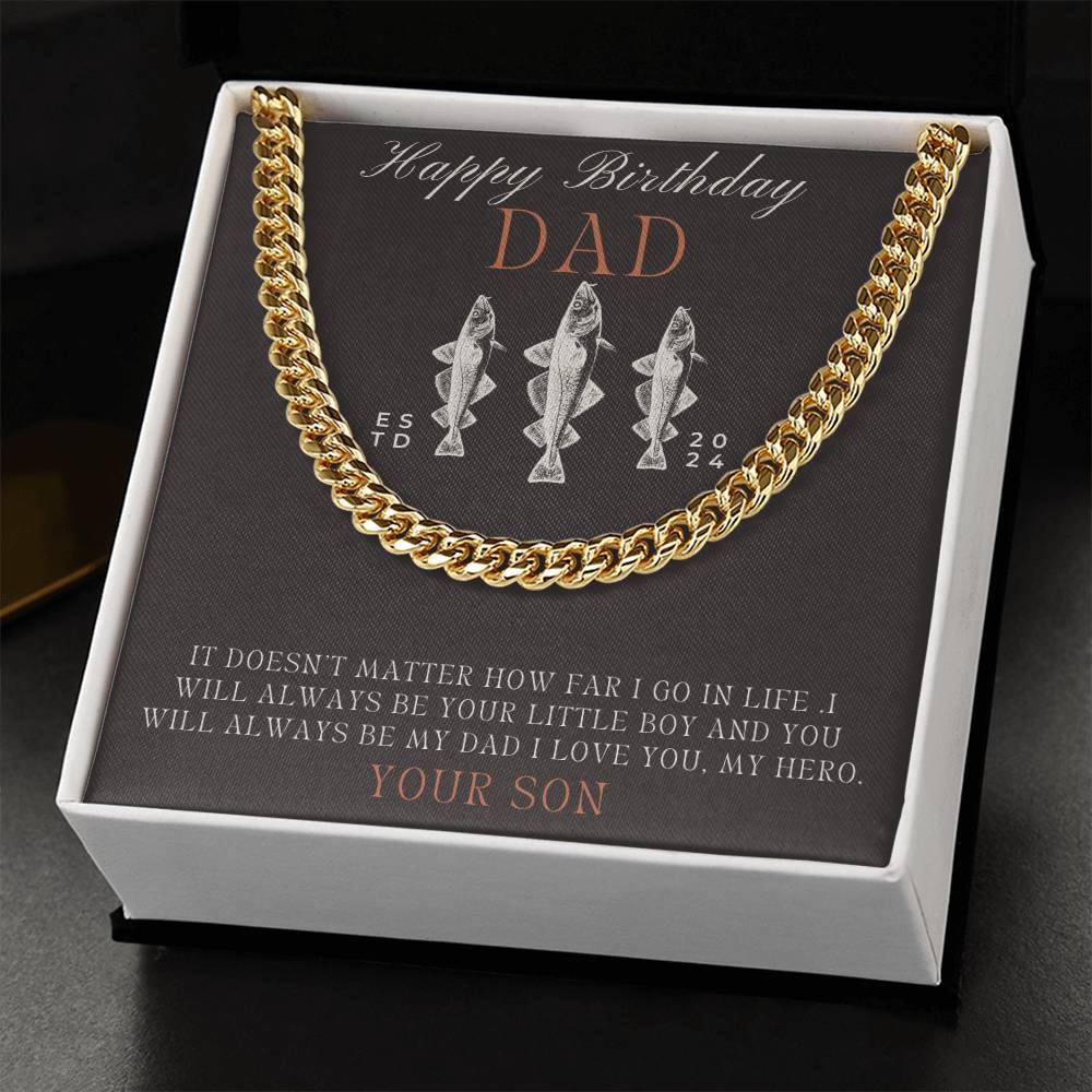 Dad- Always your little boy-Cuban Link Chain - Essential Home Zone Essential Home Zone 14K Yellow Gold Finish / Standard Box Jewelry Dad- Always your little boy-Cuban Link Chain