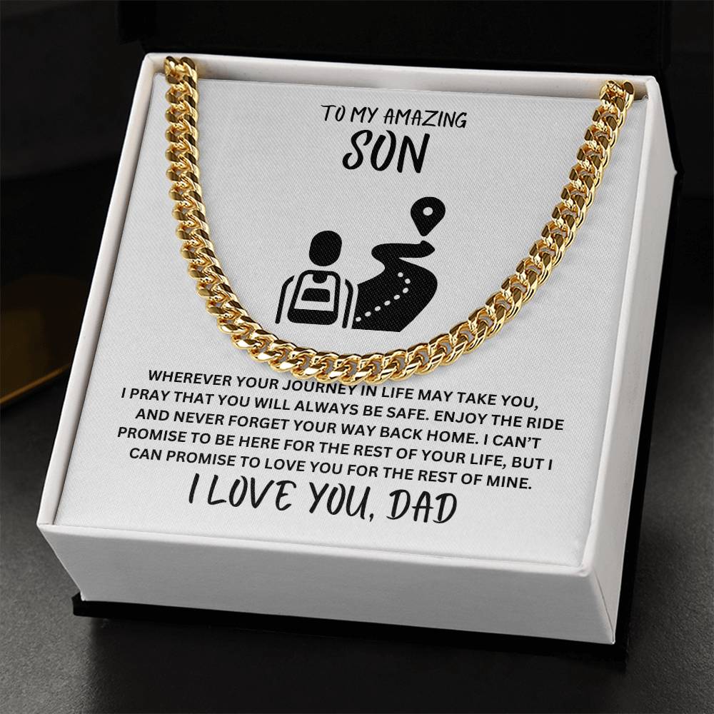 Son- Always be safe-Cuban Link Chain - Essential Home Zone Essential Home Zone 14K Yellow Gold Finish / Standard Box Jewelry Son- Always be safe-Cuban Link Chain