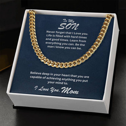 Son- Capable of achieving-Cuban Link Chain - Essential Home Zone Essential Home Zone 14K Yellow Gold Finish / Standard Box Jewelry Son- Capable of achieving-Cuban Link Chain