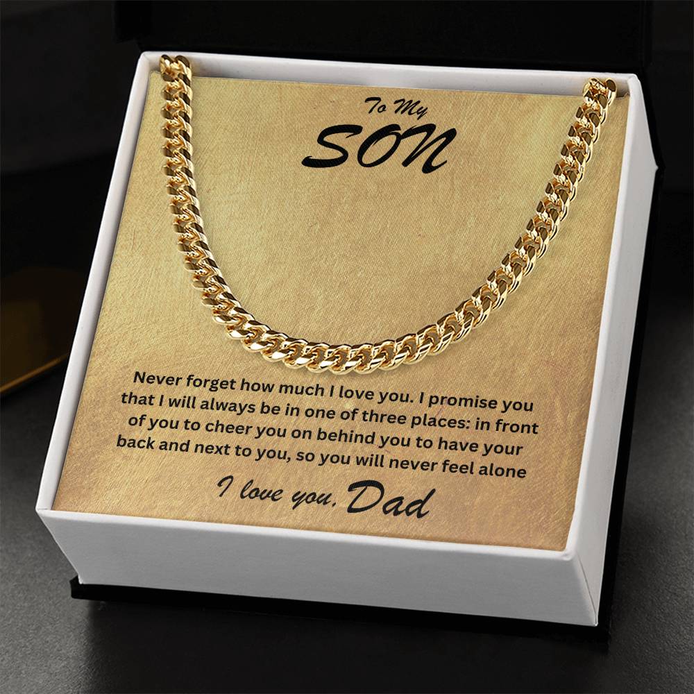 Son- One of three places-Cuban Link Chain - Essential Home Zone Essential Home Zone 14K Yellow Gold Finish / Standard Box Jewelry Son- One of three places-Cuban Link Chain