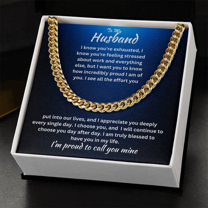 Husband- I am truly blessed -Cuban Link Chain - Essential Home Zone Essential Home Zone 14K Yellow Gold Finish / Standard Box Jewelry Husband- I am truly blessed -Cuban Link Chain