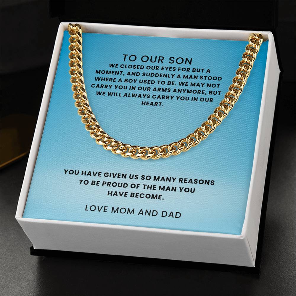 Son- The man you have become-Cuban Link Chain - Essential Home Zone Essential Home Zone 14K Yellow Gold Finish / Standard Box Jewelry Son- The man you have become-Cuban Link Chain