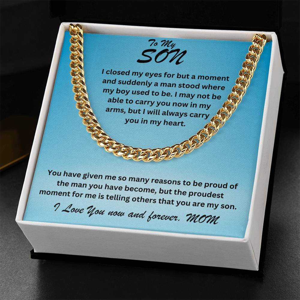 Son- I closed my eyes -Cuban Link Chain - Essential Home Zone Essential Home Zone 14K Yellow Gold Finish / Standard Box Jewelry Son- I closed my eyes -Cuban Link Chain