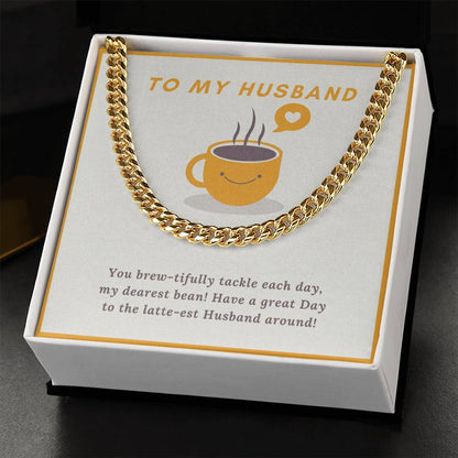 Husband- My dearest bean-Cuban Link Chain - Essential Home Zone Essential Home Zone 14K Yellow Gold Finish / Standard Box Jewelry Husband- My dearest bean-Cuban Link Chain