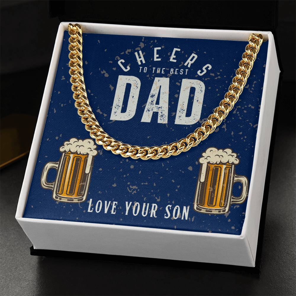 Dad- Cheers to the best dad-Cuban Link Chain - Essential Home Zone Essential Home Zone 14K Yellow Gold Finish / Standard Box Jewelry Dad- Cheers to the best dad-Cuban Link Chain