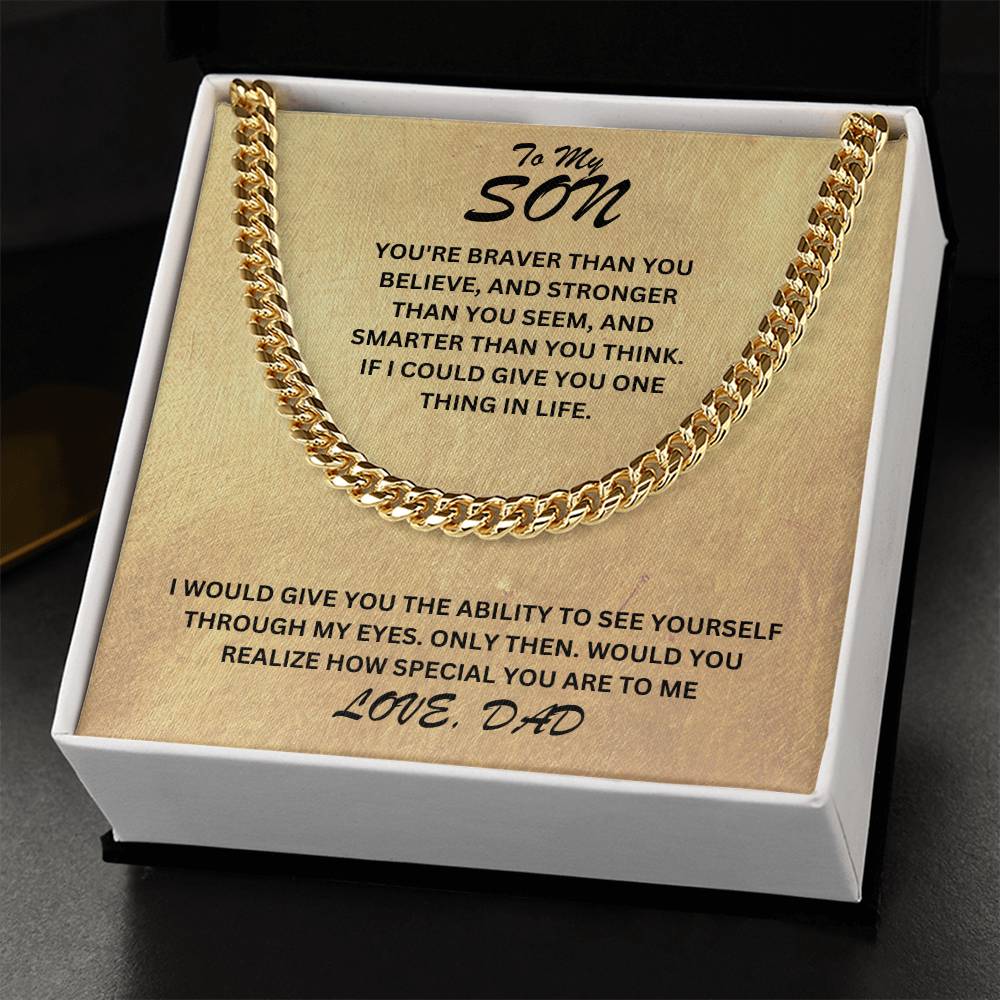 Son- Give you one thing in life-Cuban Link Chain - Essential Home Zone Essential Home Zone 14K Yellow Gold Finish / Standard Box Jewelry Son- Give you one thing in life-Cuban Link Chain